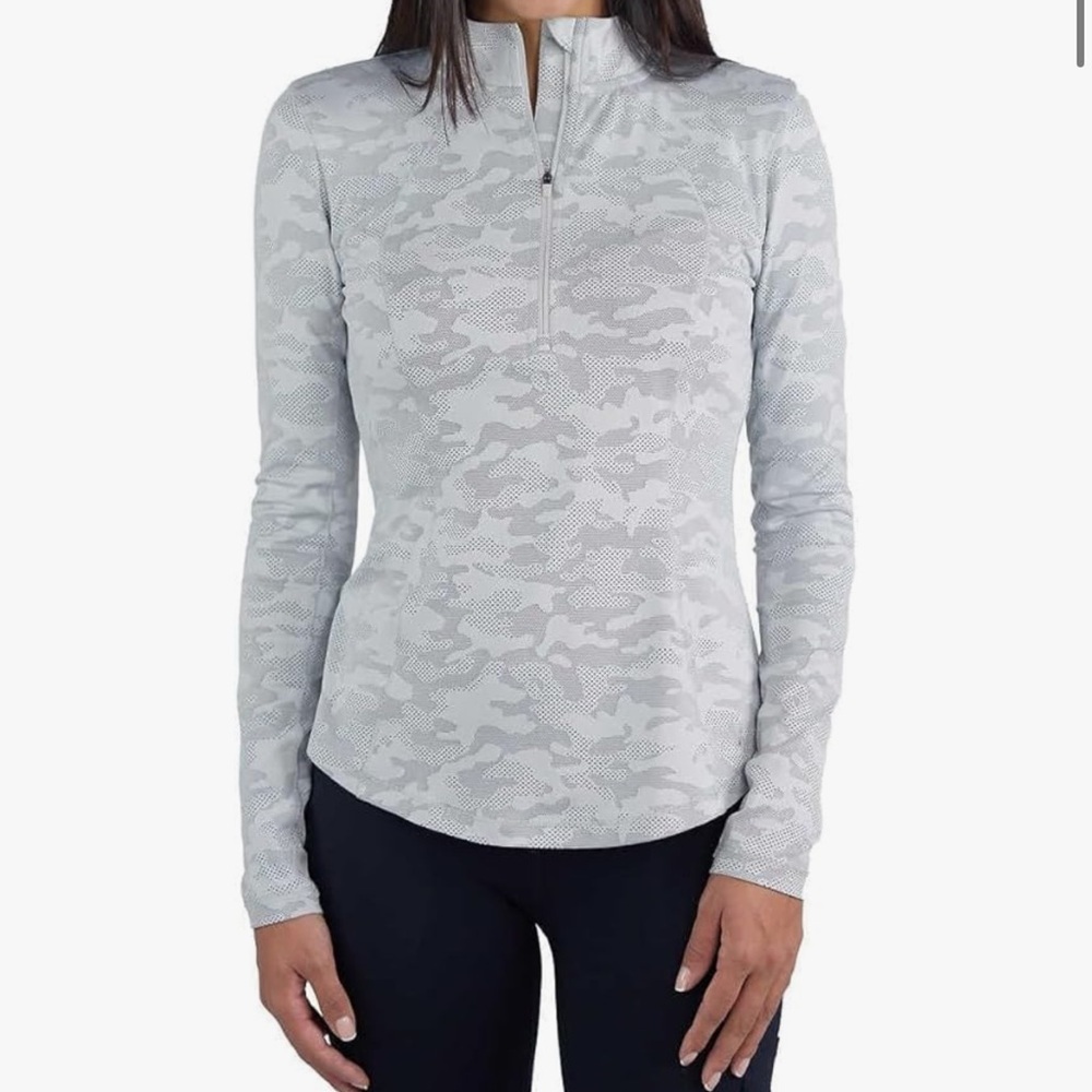 Spyder Ladies' Tech Quarter Zip Top Shirt Gray Camo size S